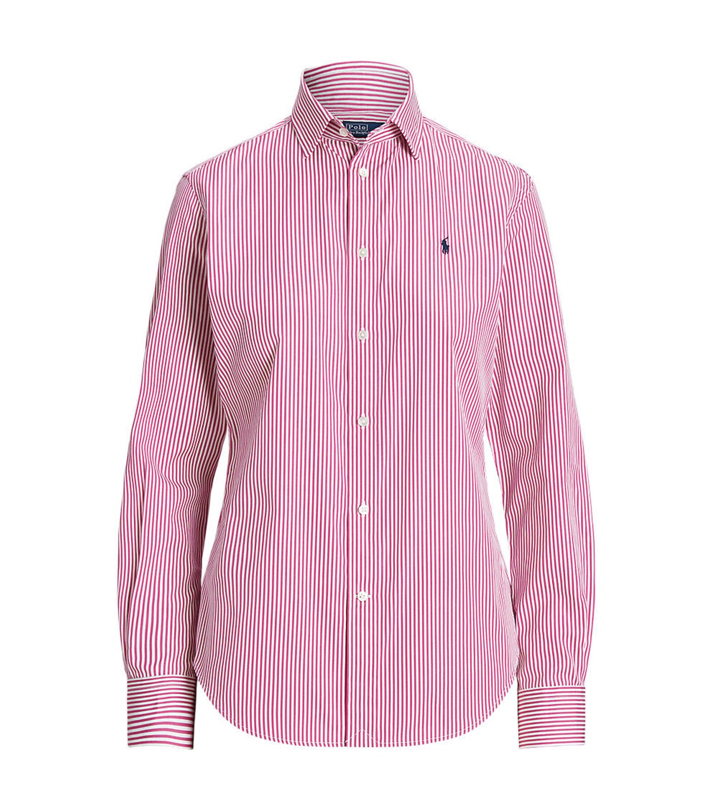 Women's Striped Cotton Shirt White/Vivid Pink
