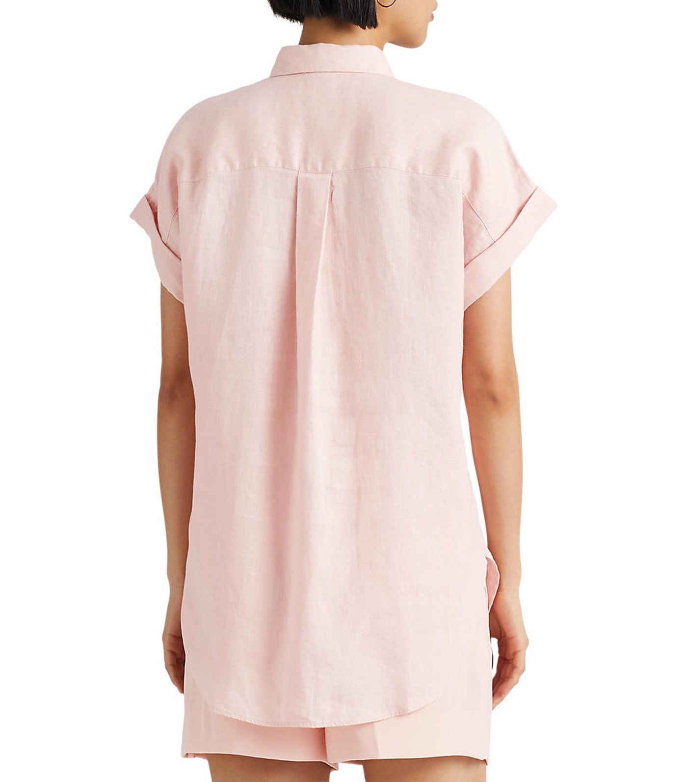 Women's Linen Dolman Sleeve Shirt Pale Pink