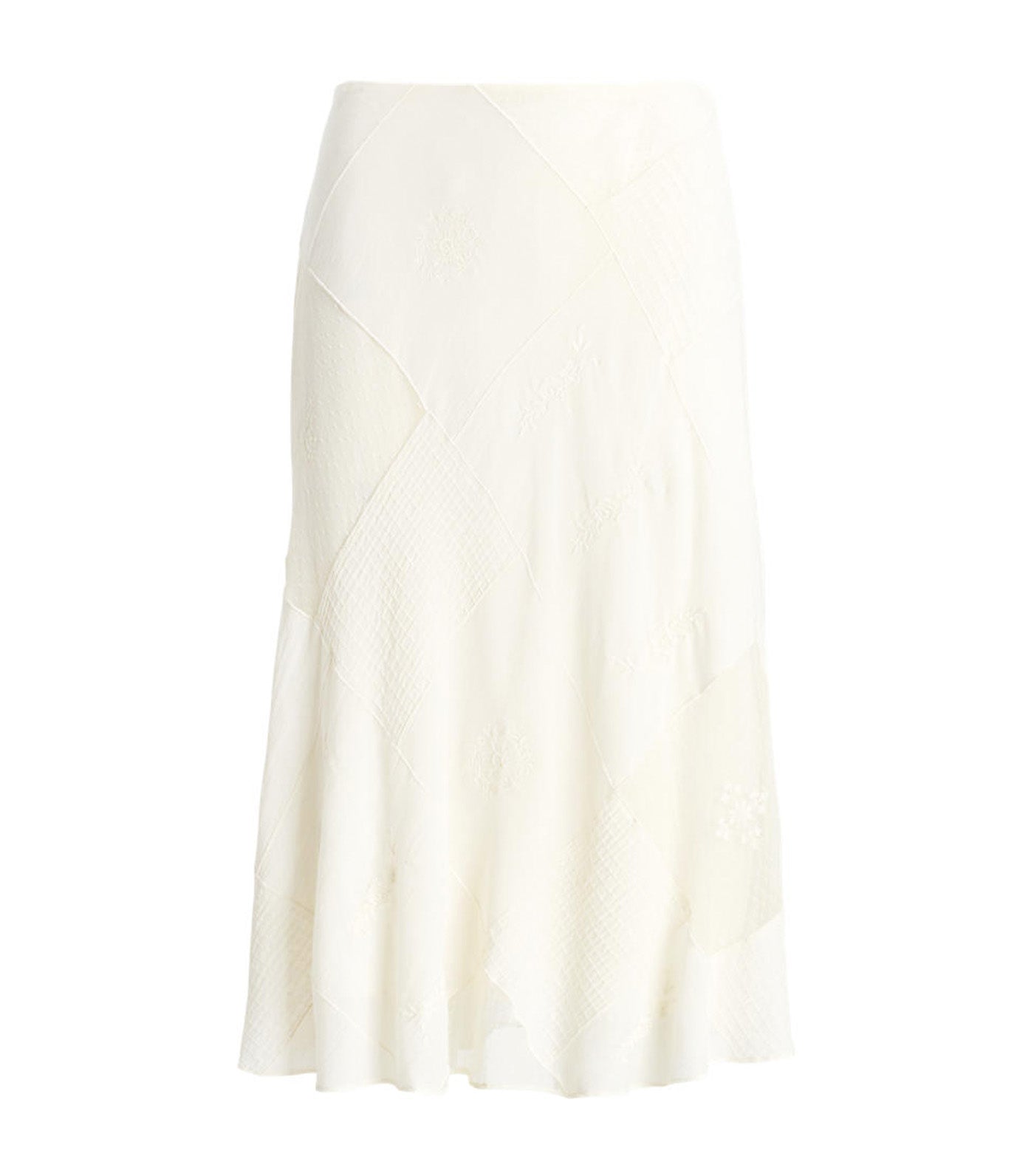Women's Patchwork Tulle And Gauze Midi Skirt Mascarpone Cream