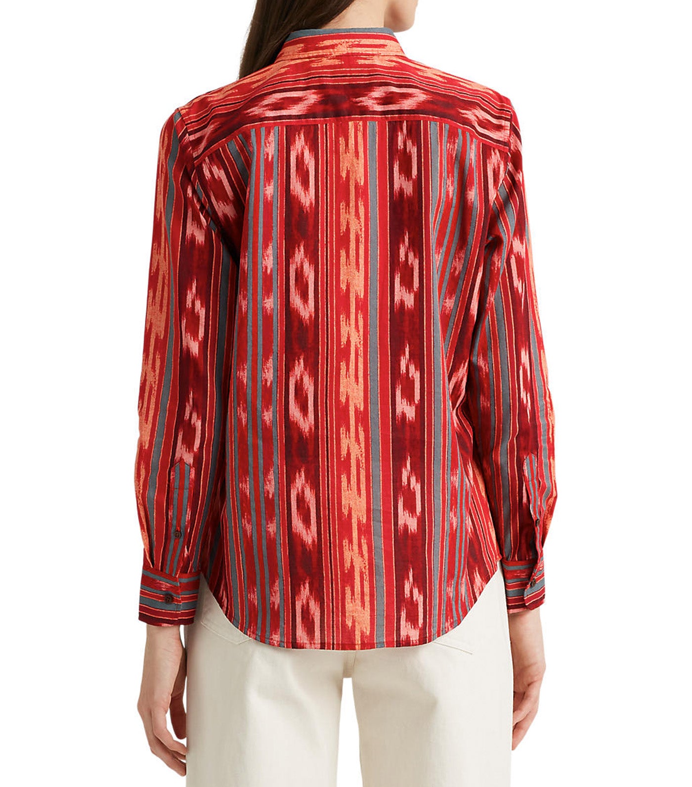 Women's Geo-Striped Cotton Voile Shirt Multi