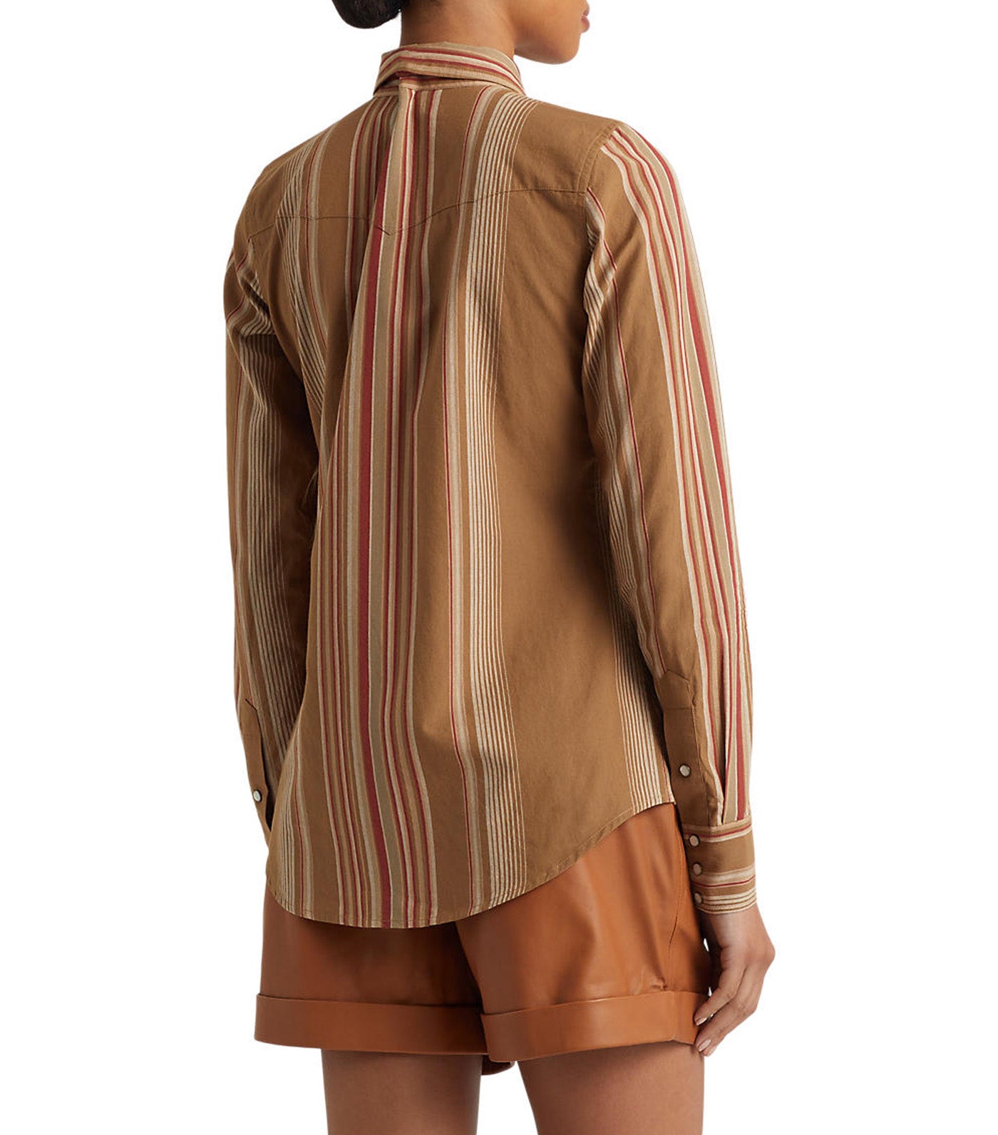 Women's Striped Cotton Shirt Tan Multi