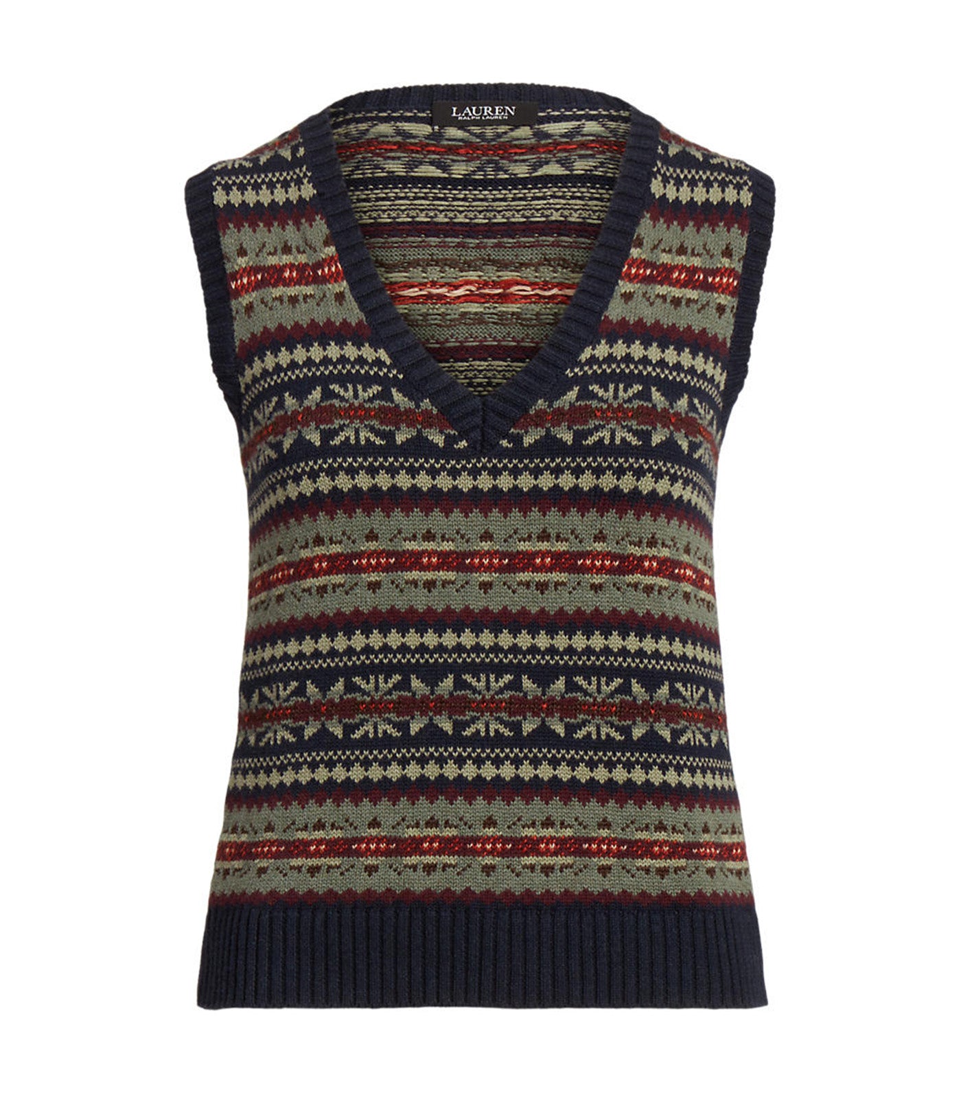 Lauren Ralph Lauren Women's Fair Isle V-Neck Sweater Vest Multi