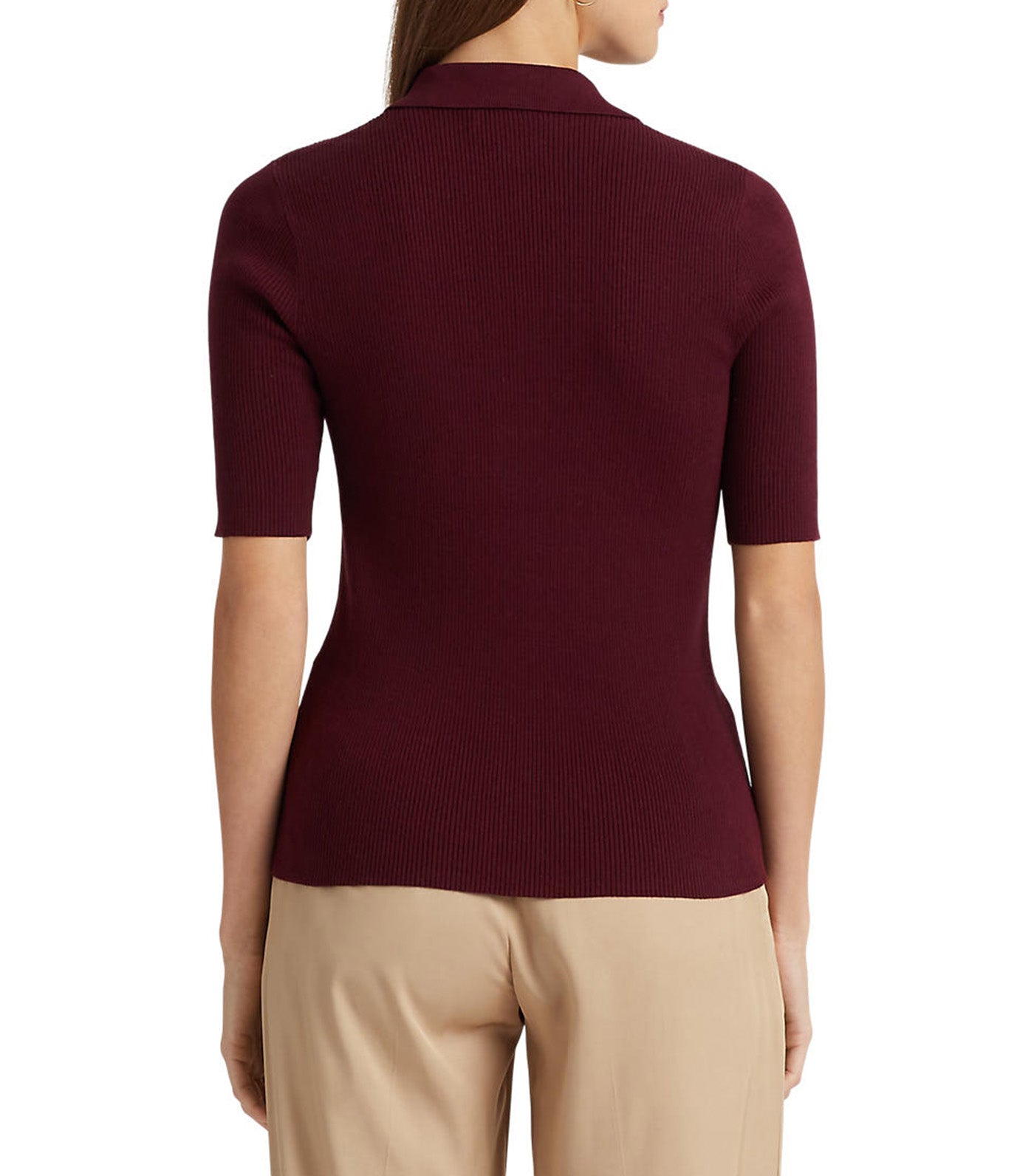 Lauren Ralph Lauren Women's Rib-Knit Cotton-Blend Polo Sweater