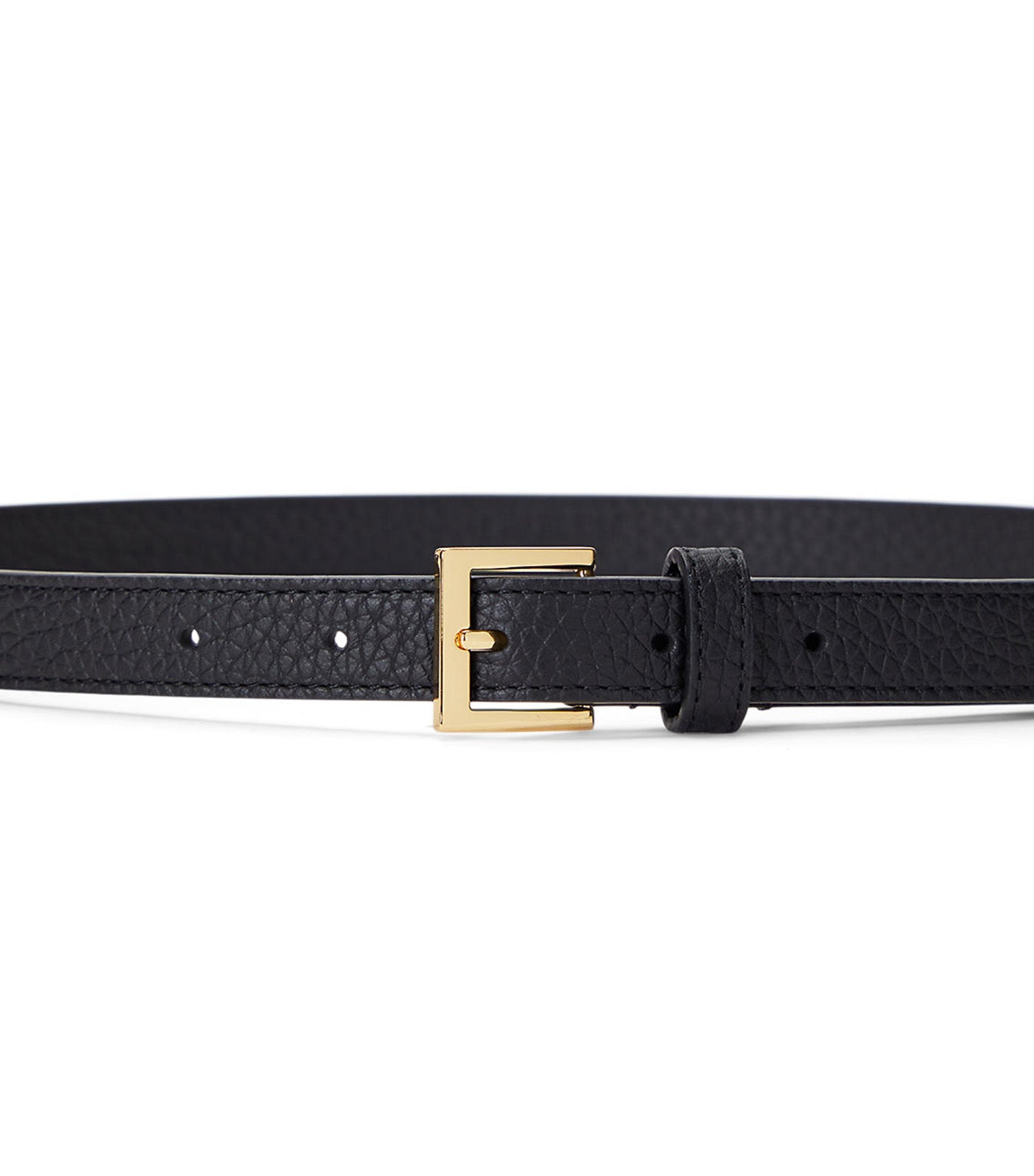 Lauren Ralph Lauren Women's Pebbled Leather Skinny Belt Black