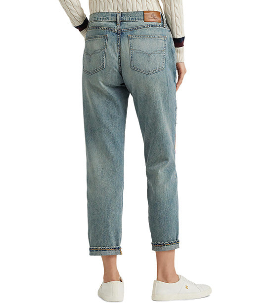 Women's Patchwork Relaxed Tapered Jean Denim Blue