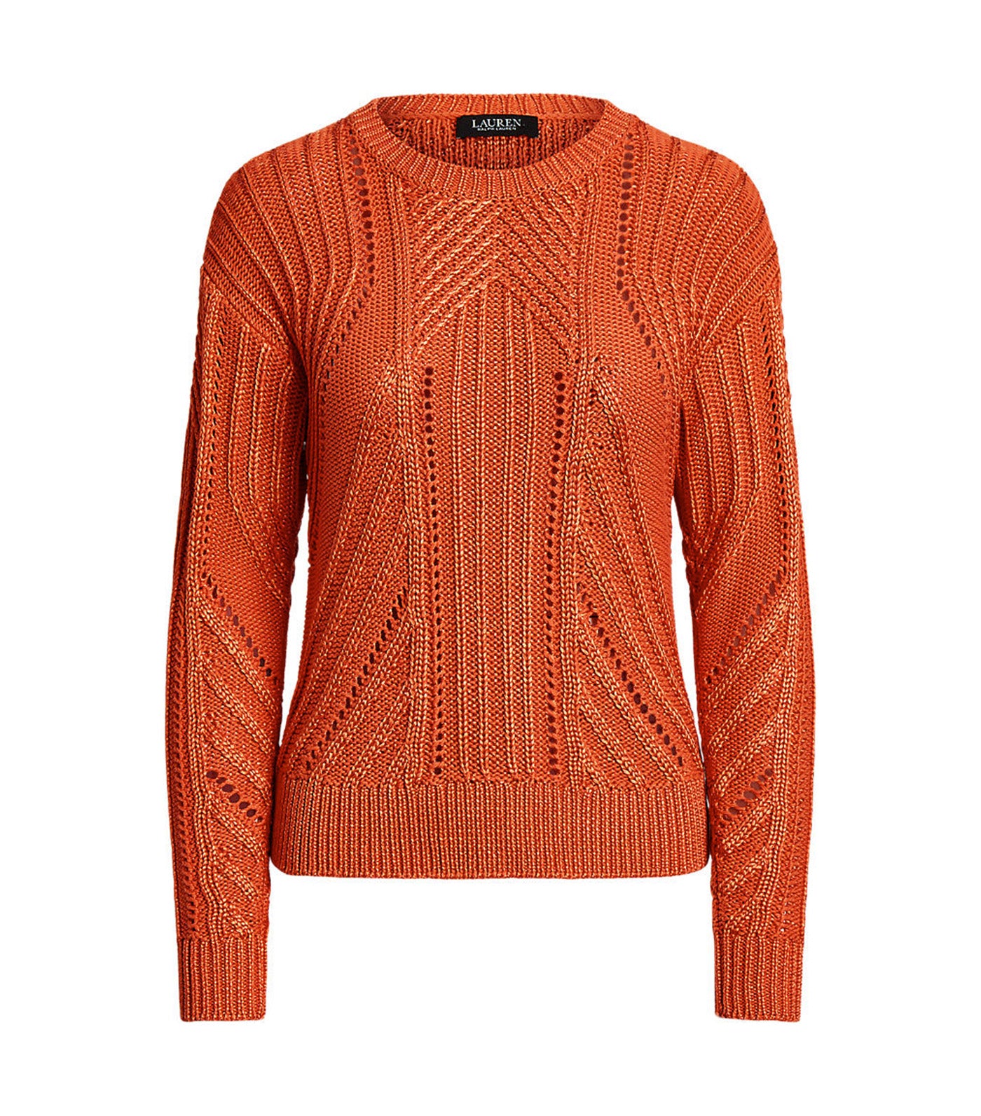 Lauren Ralph Lauren Women's Pointelle-Knit Cotton-Blend Sweater Canyon  Orange