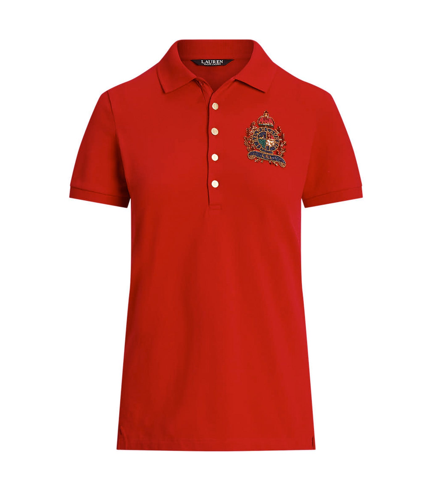 Women's Beaded-Crest Piqué Polo Shirt Martin Red