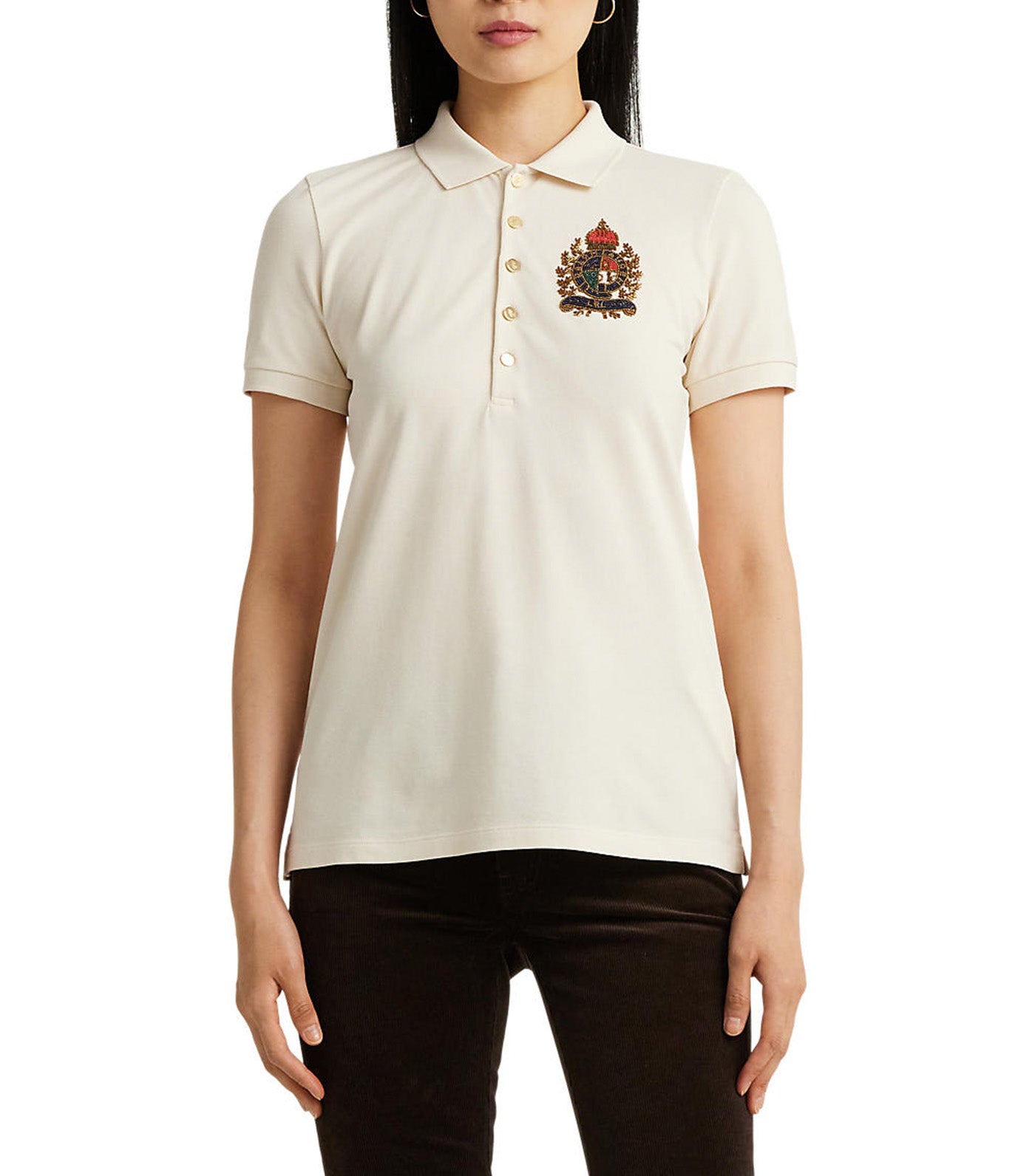 Women's Beaded-Crest Piqué Winter Cream