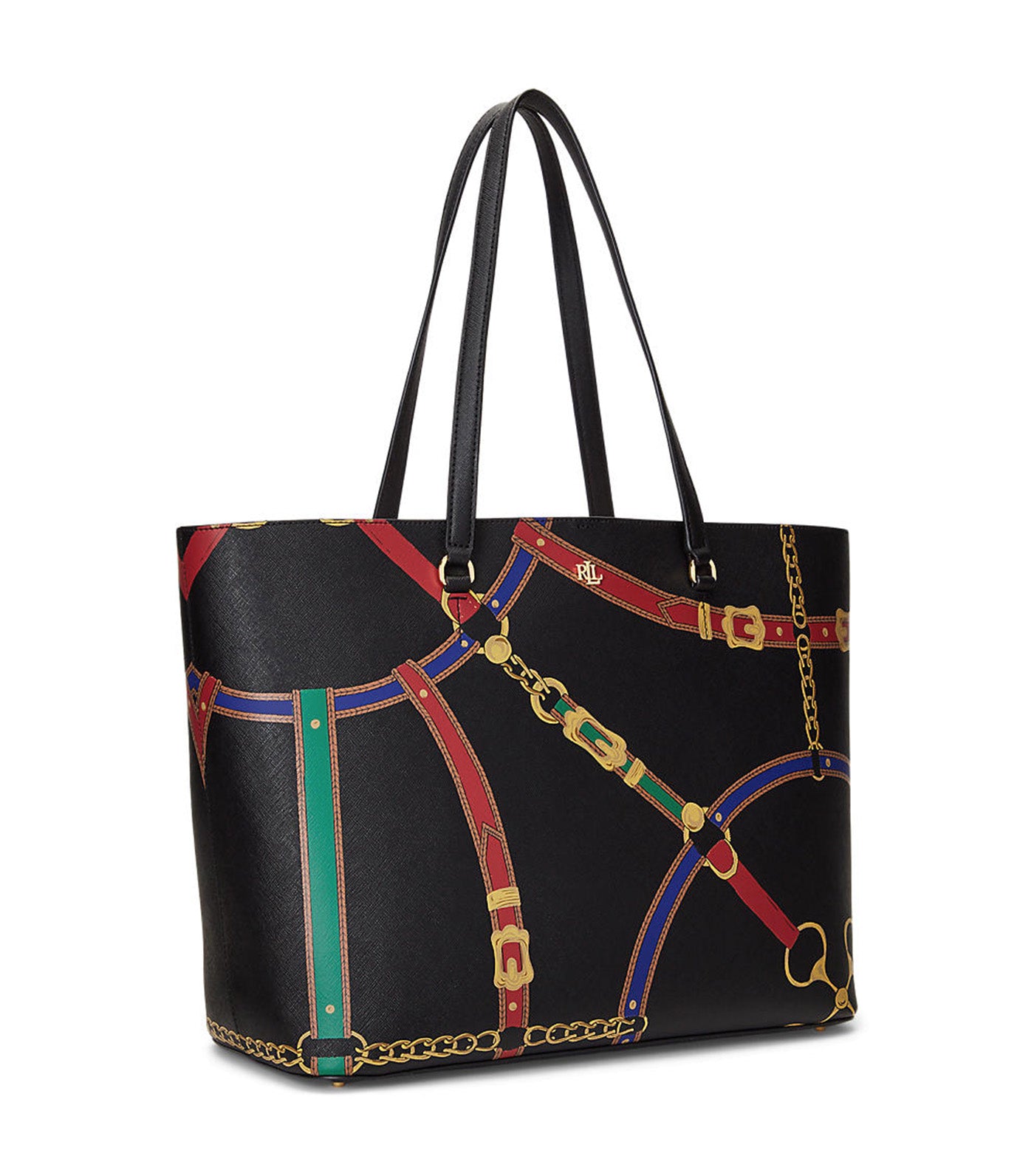 Women's Crosshatch Leather Large Karly Tote Print/Black