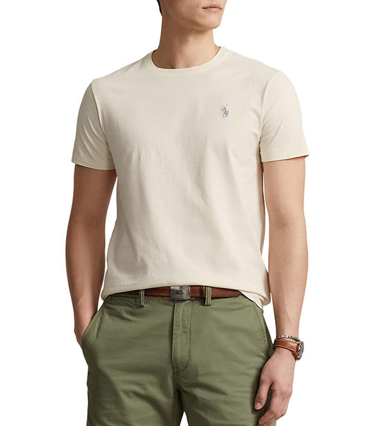 Men's Custom Slim Fit Jersey Crewneck T-Shirt Cream