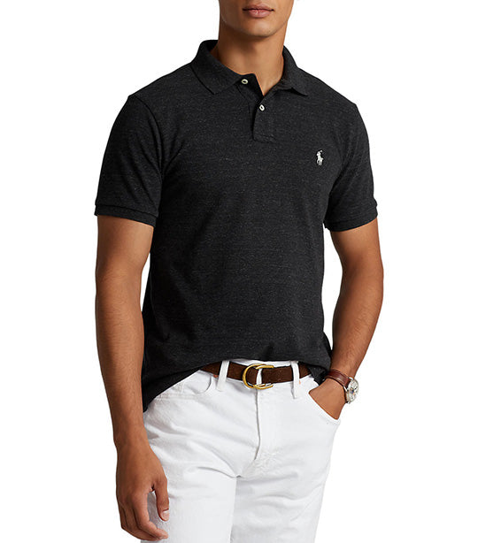 Men's Custom Slim Fit Mesh Polo Shirt Black Heather