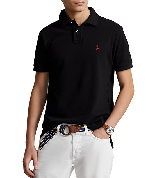Men's Custom Slim Fit Mesh Polo Shirt Black