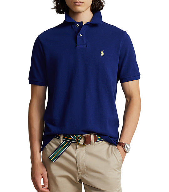 Men's Custom Slim Fit Mesh Polo Shirt Fall Royal
