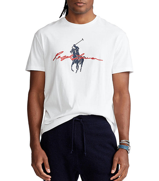 Men's Classic Fit Big Pony Logo Jersey T-Shirt White