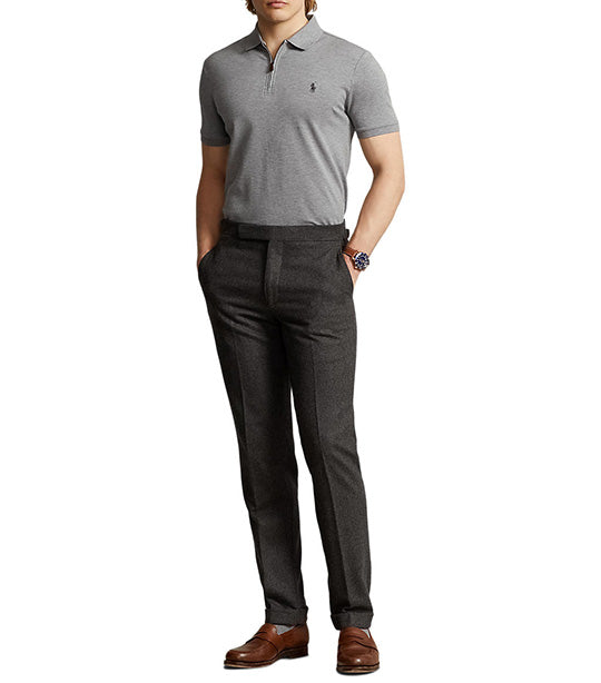 Men's Custom Slim Stretch Mesh Zip Polo Shirt Gray