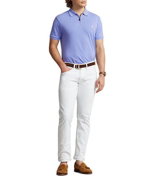 Men's Custom Slim Stretch Mesh Zip Polo Shirt Lafayette Blue