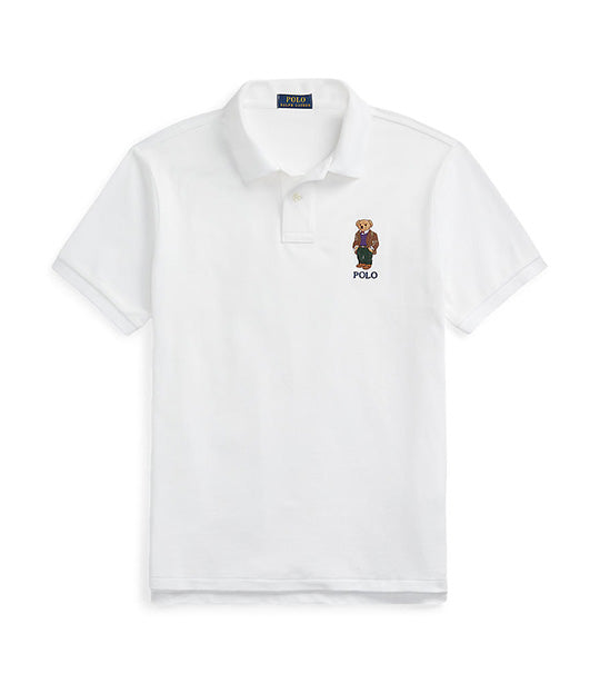 Men's Custom Slim Fit Polo Bear Polo Shirt White