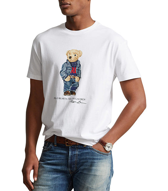 Men's Classic Fit Polo Bear Jersey T-Shirt White Bear