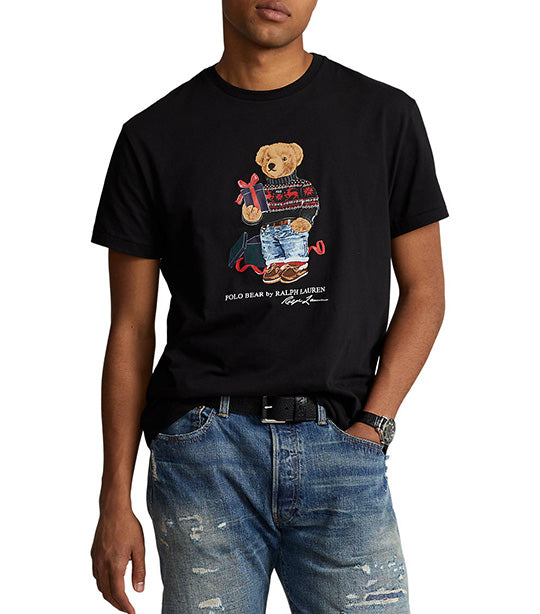 Men's Classic Fit Polo Bear Jersey T-Shirt Polo Black Gift Bear