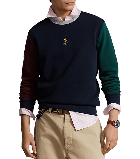 Men's Color-Blocked Double-Knit Sweatshirt Aviator Navy Multi