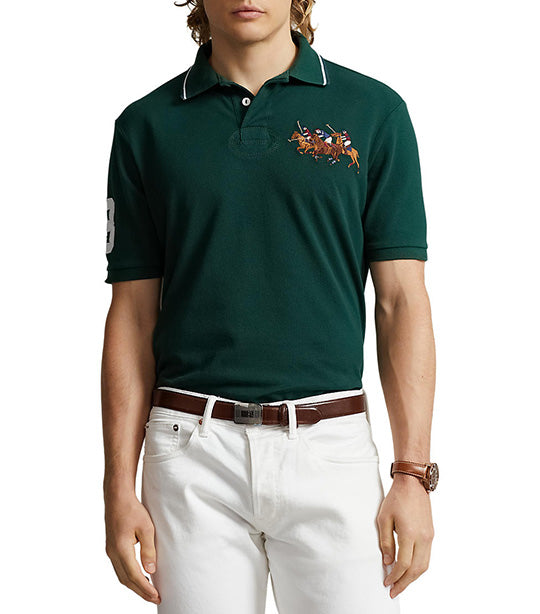 Men's Custom Slim Fit Triple-Pony Polo Shirt College Green