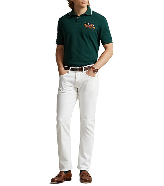 Men's Custom Slim Fit Triple-Pony Polo Shirt College Green