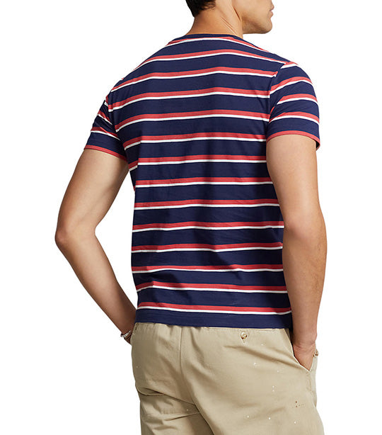 Men's Custom Slim Fit Striped Jersey T-Shirt Navy Multi