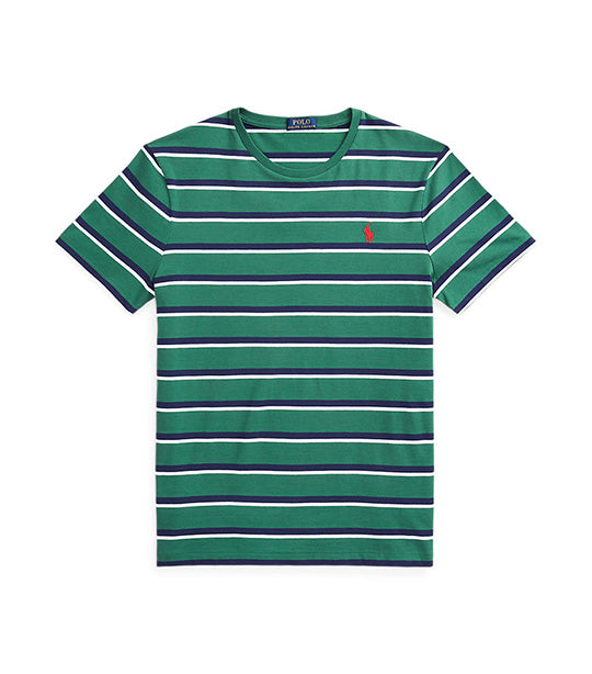 Men's Custom Slim Fit Striped Jersey T-Shirt Green Multi