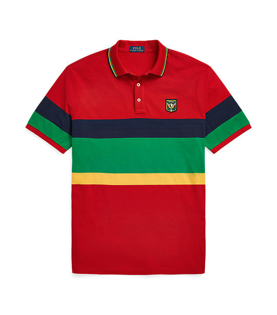 Men's Classic Fit Laurel Crest Mesh Polo Shirt Red Multi