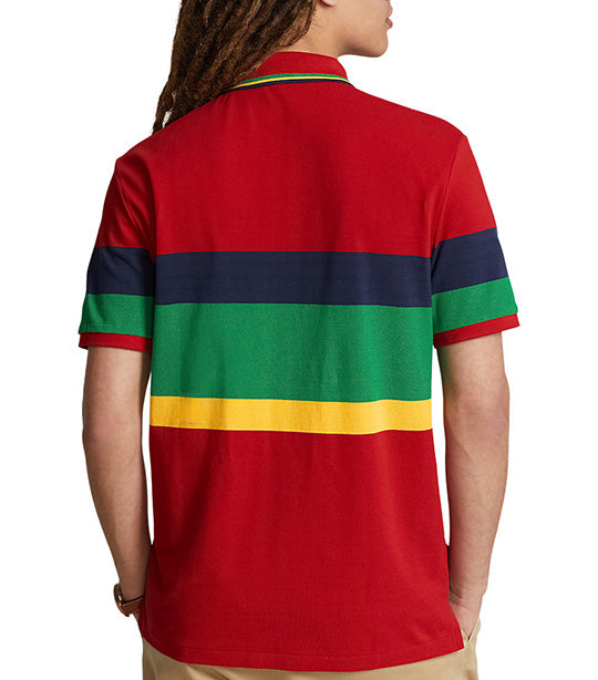 Men's Classic Fit Laurel Crest Mesh Polo Shirt Red Multi