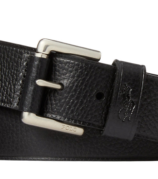 Men's Signature Pony Leather Belt Black