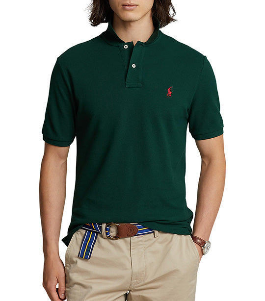 Men's Custom Slim Fit Mesh Polo Shirt College Green