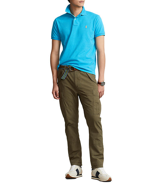 Men's Custom Slim Fit Mesh Polo Shirt Cove Blue