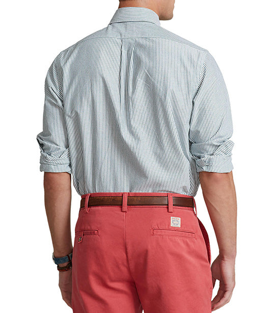 Men's Custom Fit Striped Oxford Shirt Green/White
