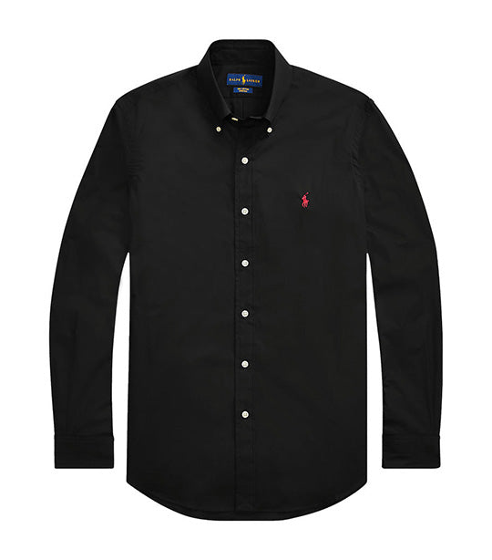 Men's Custom Fit Stretch Poplin Shirt Polo Black