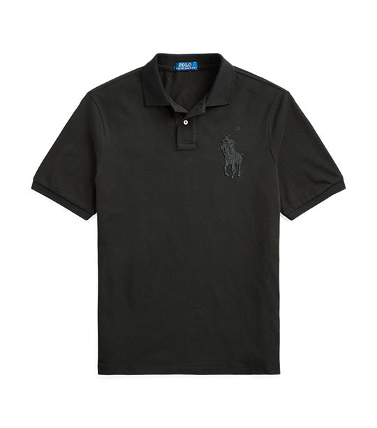 Men's Classic Fit Leather Big Pony Polo Shirt Polo Black