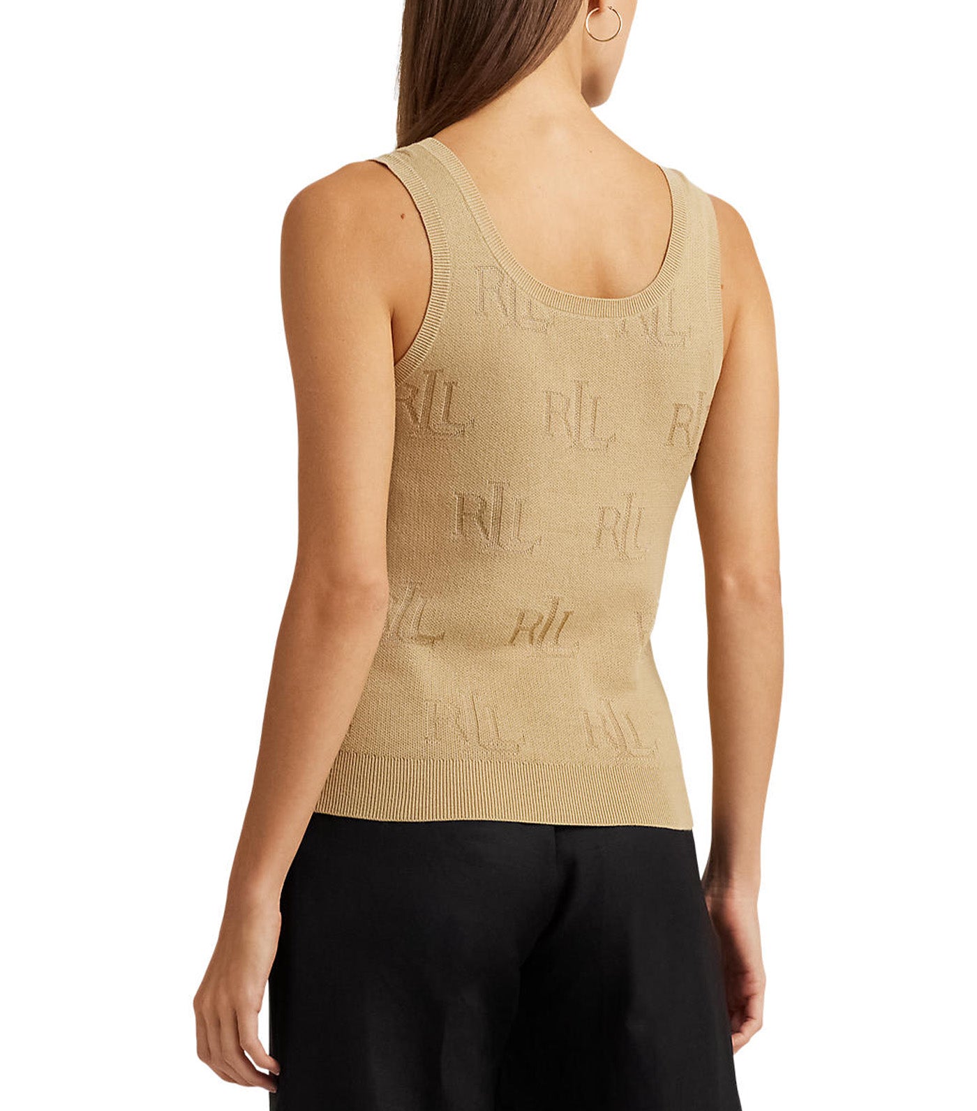 Women's Logo Jacquard Sweater Tank Top Birch Tan