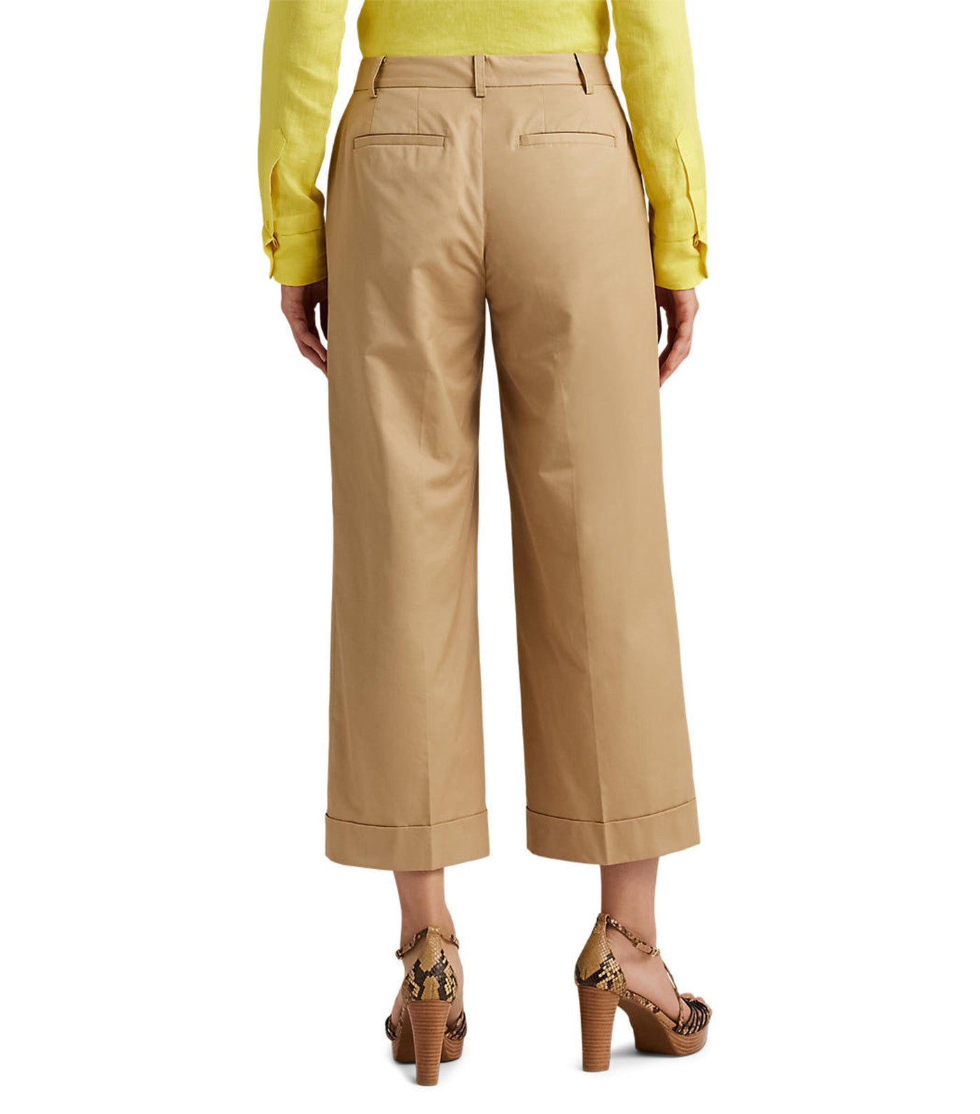 Women's Pleated Cotton Twill Cropped Pant Birch Tan