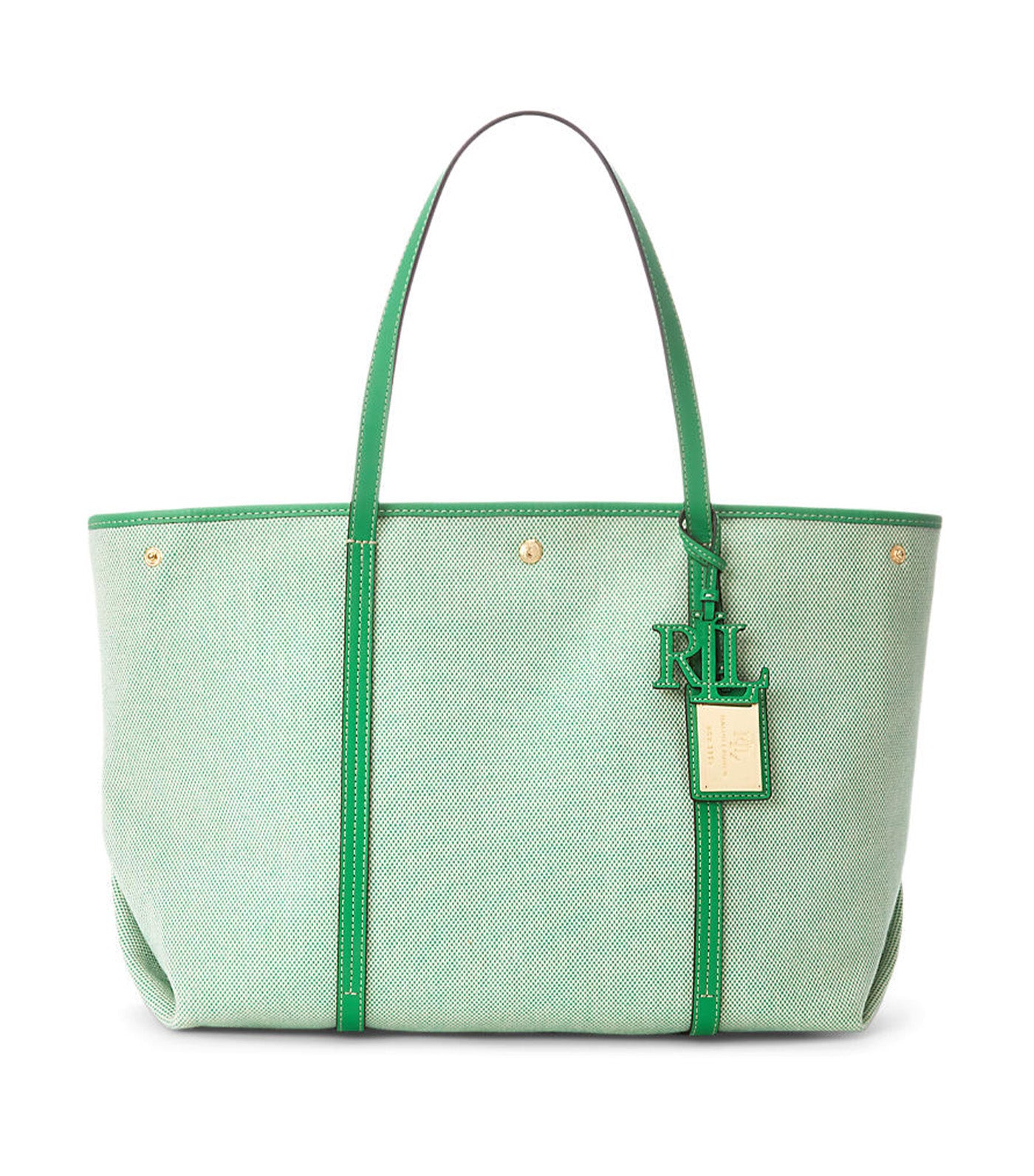 Women's Canvas & Leather Large Emerie Tote Natural Green/Green