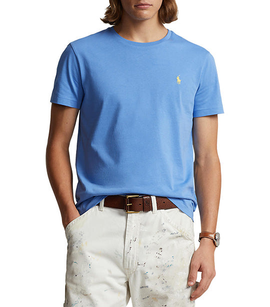 Men's Custom Slim Fit Jersey Crewneck T-Shirt Summer Blue