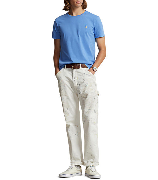 Men's Custom Slim Fit Jersey Crewneck T-Shirt Summer Blue