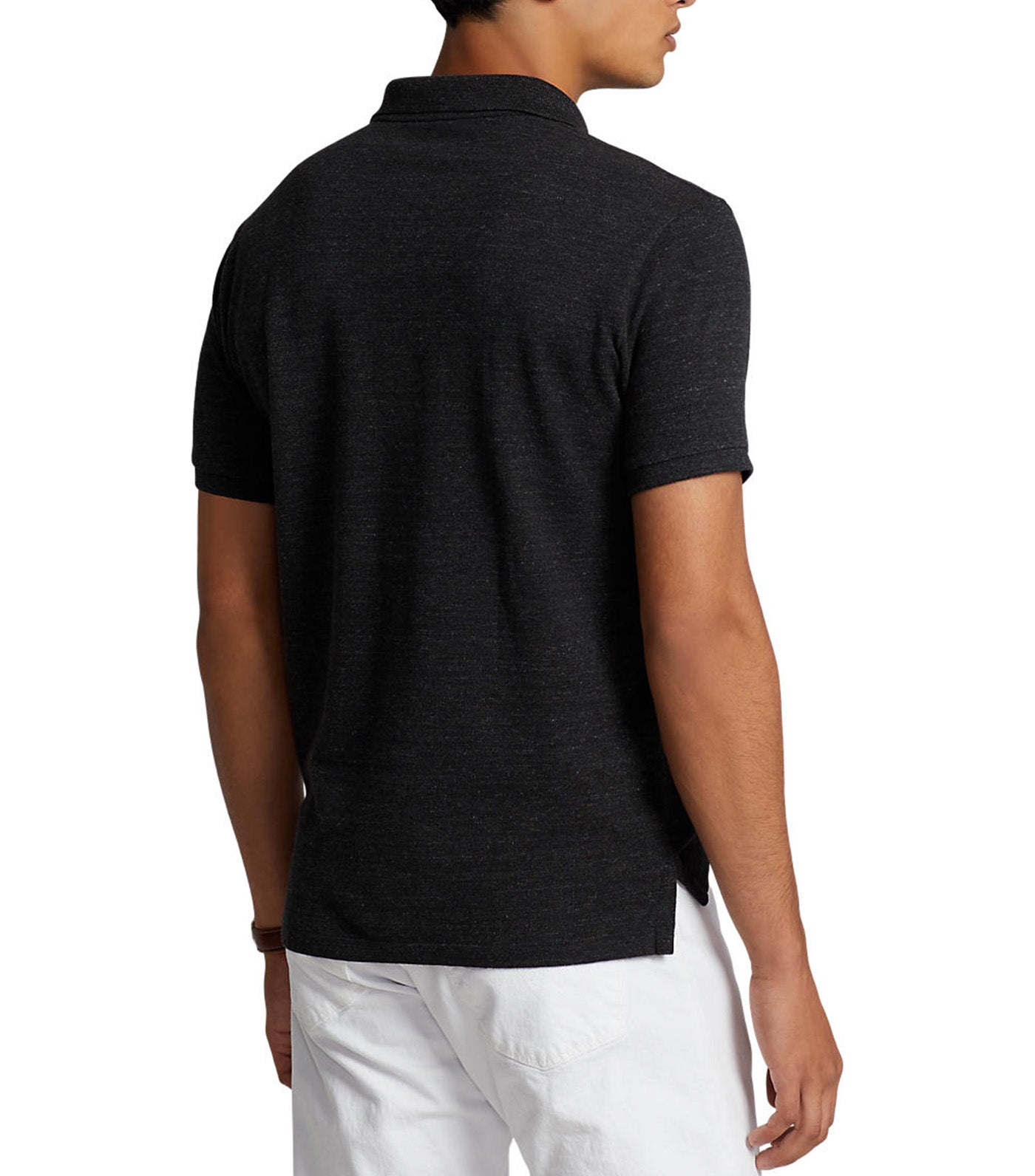 Men's Custom Slim Fit Mesh Polo Shirt Black Marl Heather