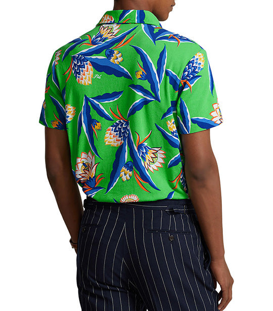 Men's Custom Slim Fit Spa Terry Polo Shirt Bonheur Floral/Green