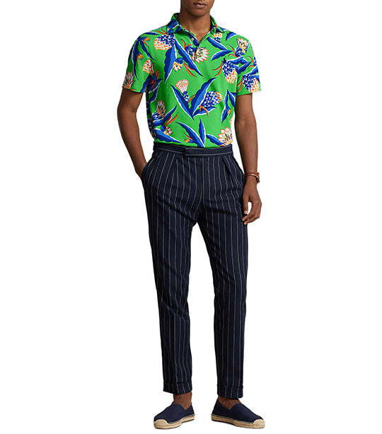 Men's Custom Slim Fit Spa Terry Polo Shirt Bonheur Floral/Green