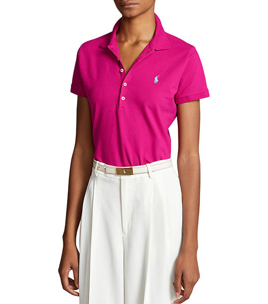 Women's Slim Fit Stretch Julie Polo Shirt Pink Sky