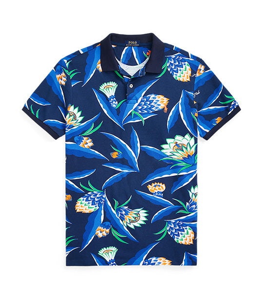 Men's Custom Slim Fit Floral Mesh Polo Shirt Bonheur Floral/Newport Navy