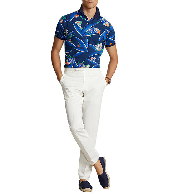 Men's Custom Slim Fit Floral Mesh Polo Shirt Bonheur Floral/Newport Navy