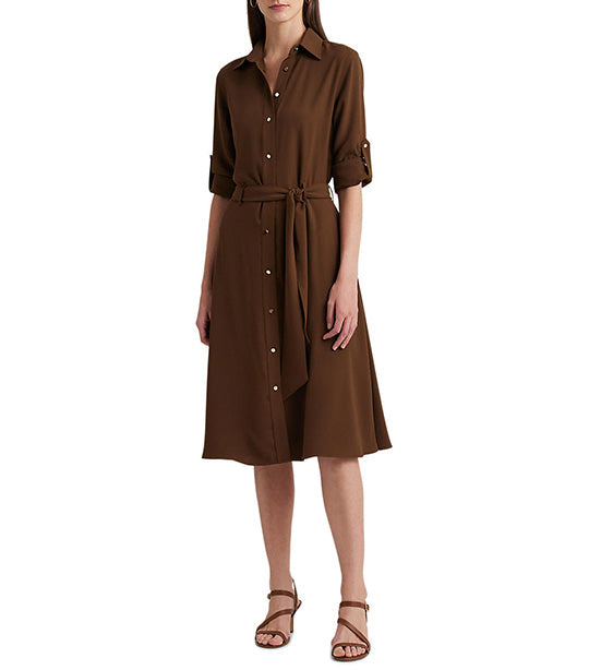 Women's Fit-and-Flare Shirtdress Brown Birch