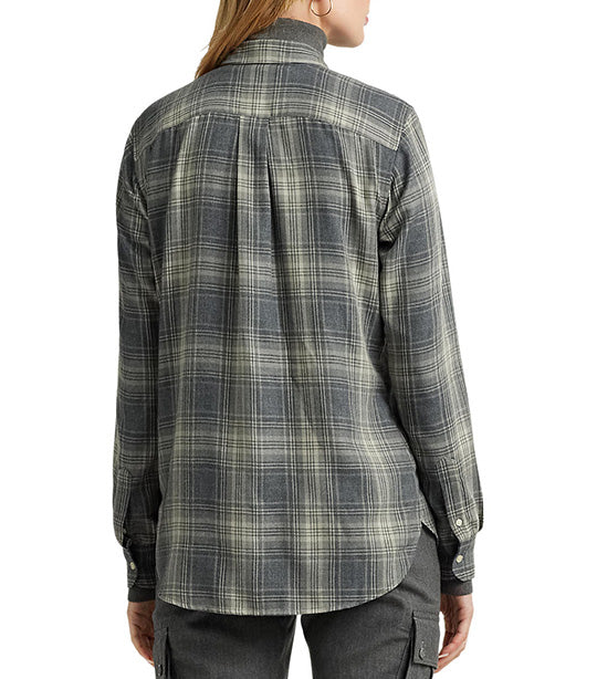 Women's Plaid Twill Shirt Gray/Cream Multi