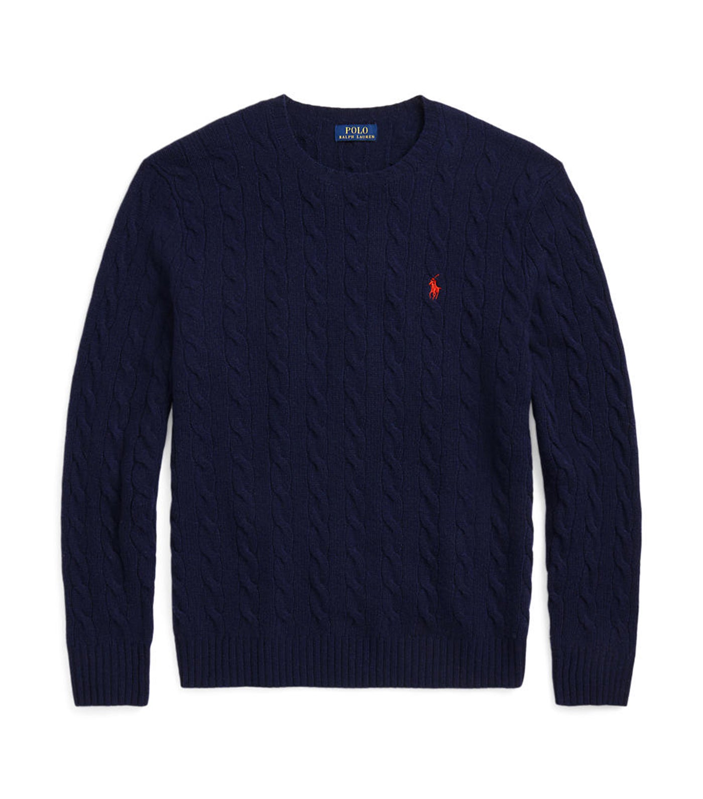 Men's Cable-Knit Wool-Cashmere Sweater Hunter Navy